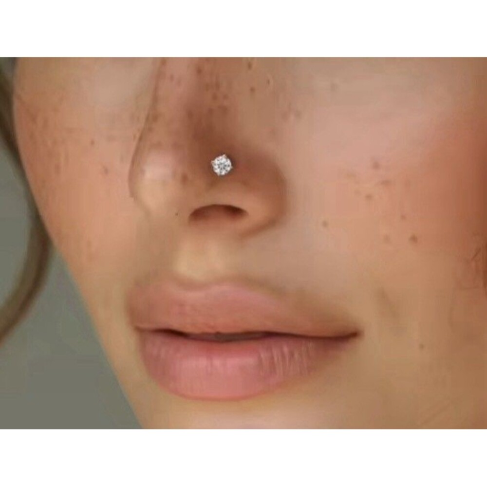 0.3 Ct Moissanite Round Cut Diamond Nose Stud 925 Twist Back